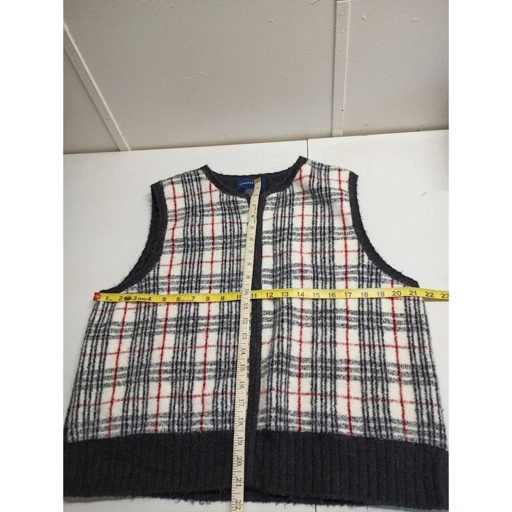 Vtg. Charter Club Wool Blend Vest & Matching Shirt Women Sz XL Plaid